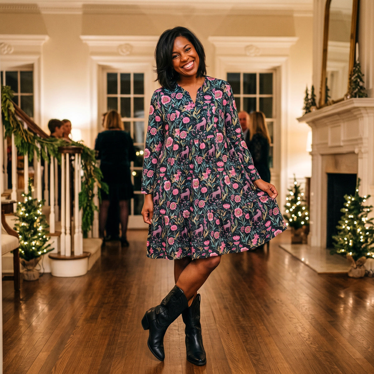 Orleans Drop Waist Tunic Dress in Pinky on the Prowl