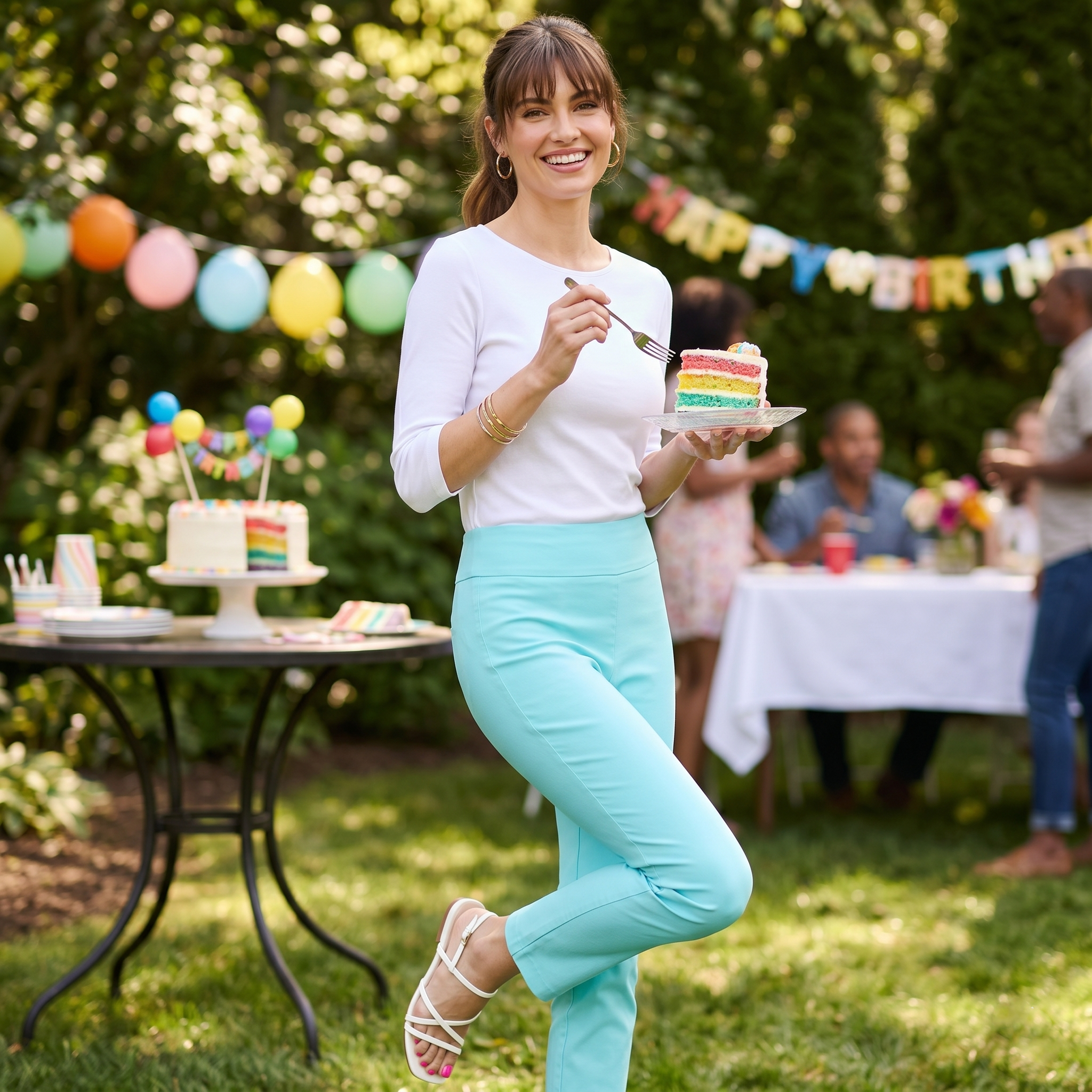 Krazy Larry Pull on Pants in Aqua