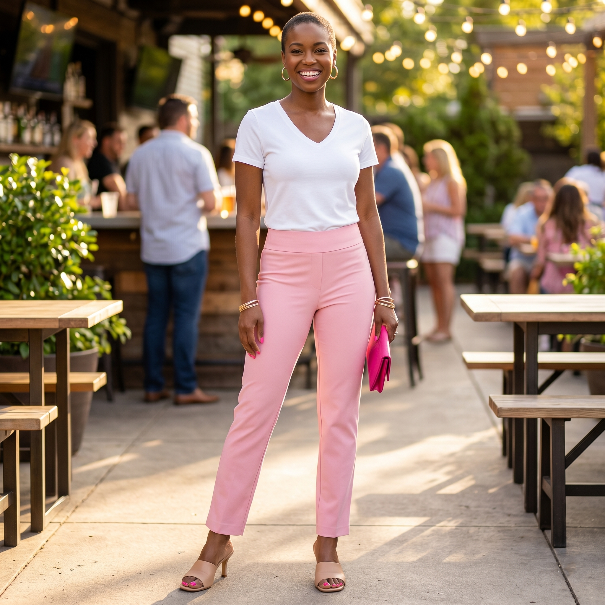 Krazy Larry Pull On Pants in Baby Pink