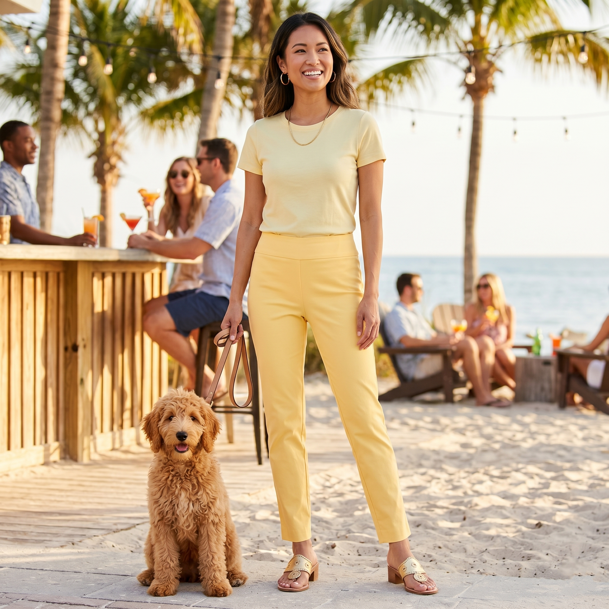 Krazy Larry Pull On Pants in Yellow
