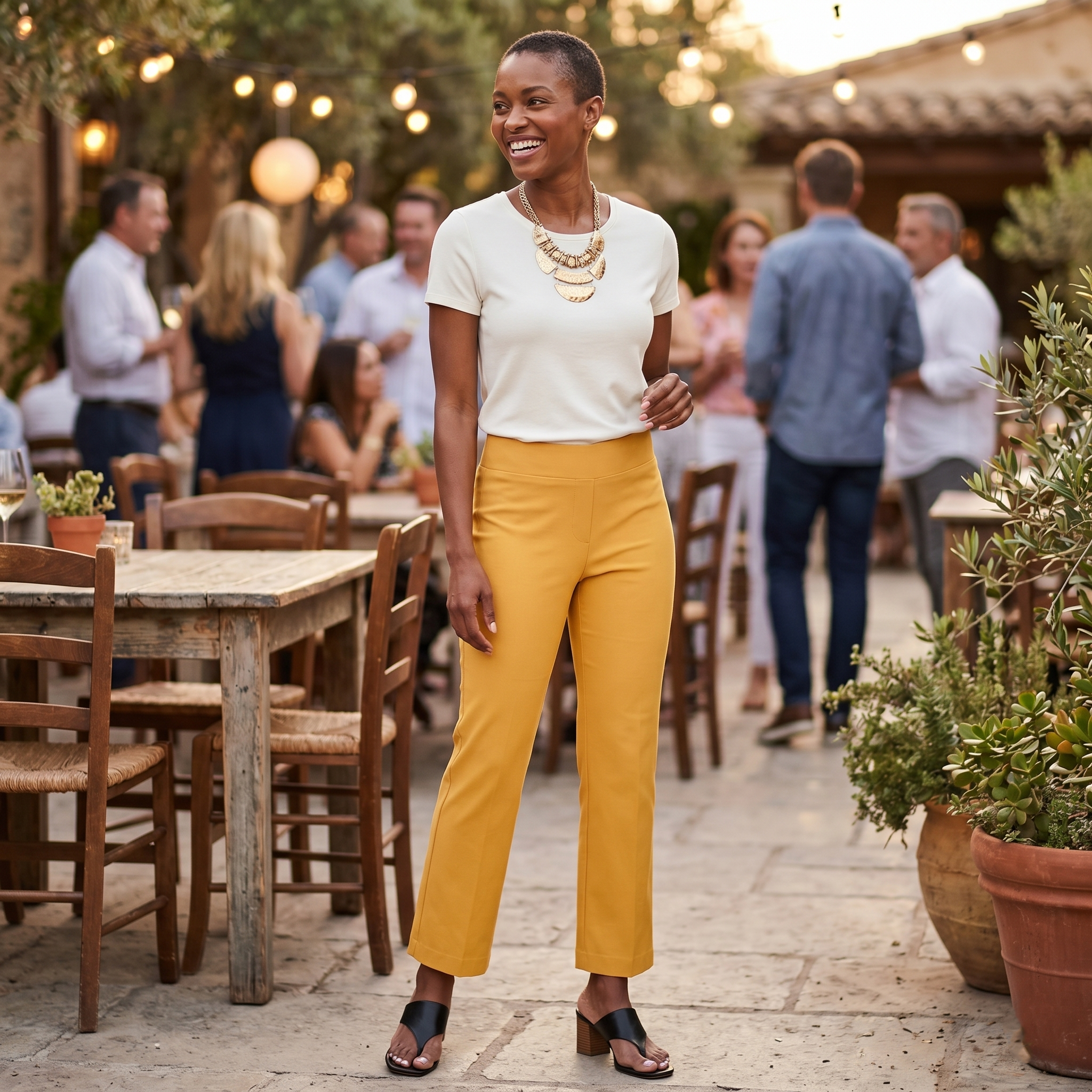 Krazy Larry Wide Leg Pull on Pants in Gold