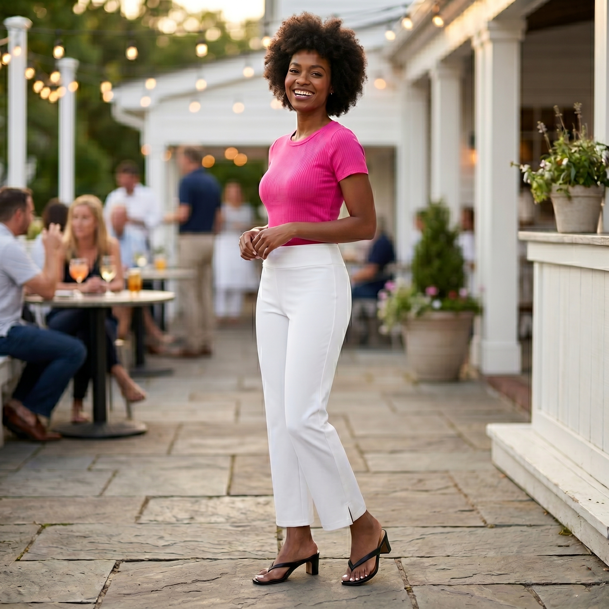 Krazy Larry Wide Leg Pull On Pants in White