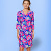 Brisbane V-Neck Dress in Sugar Magnolia Cobalt