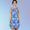 Hampton Sleeveless Tunic Dress in Parrotheads at Play Cobalt