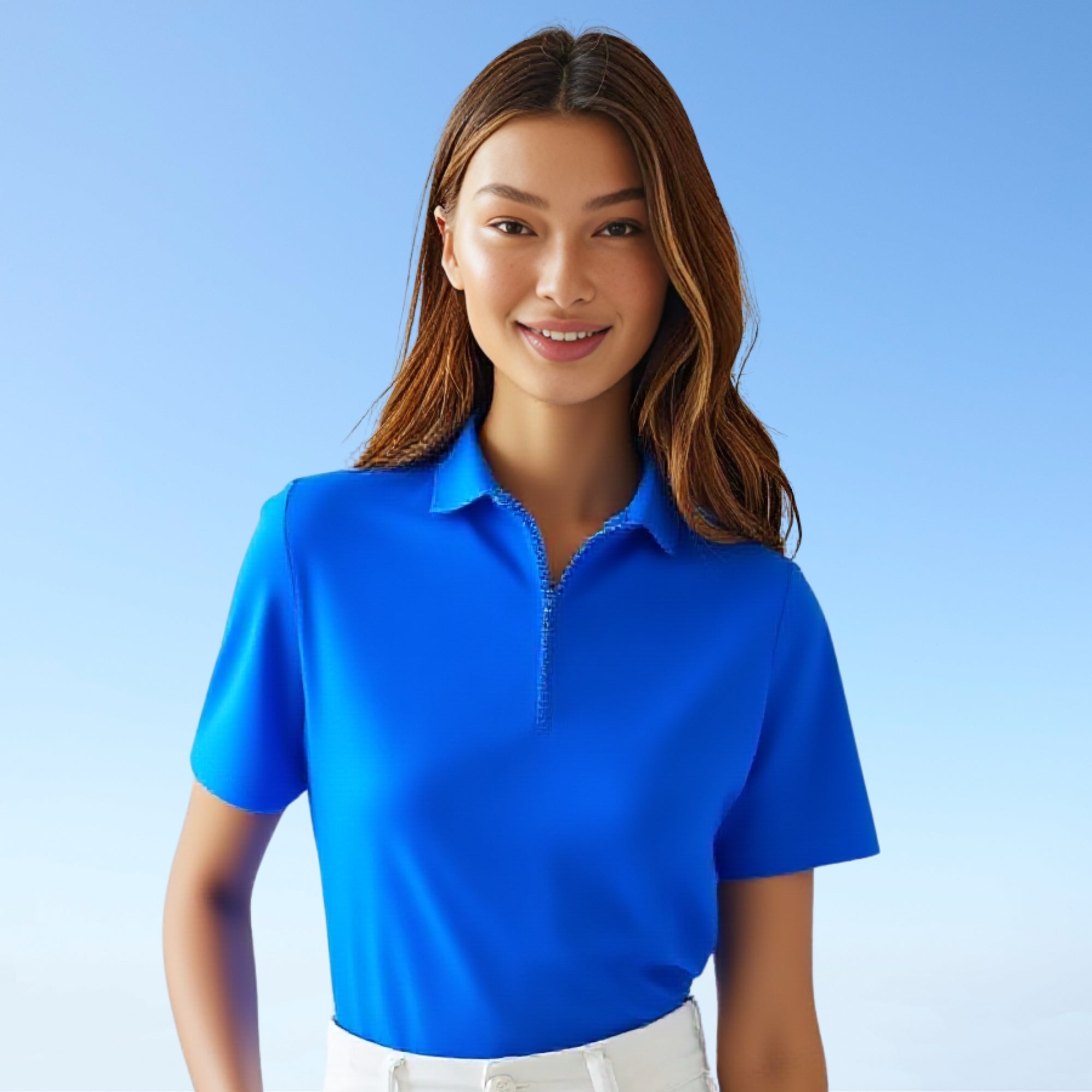 Bayside Short Sleeve Polo Top in Cobalt