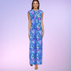 Worth Avenue Maxi Tunic Dress in Parrotheads At Play Cobalt