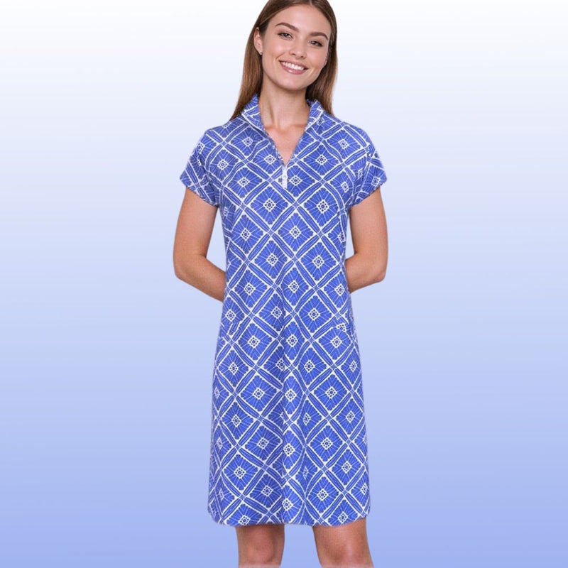 Annapolis Cap Sleeve Polo Dress in Tiki Bar Is Open Purple