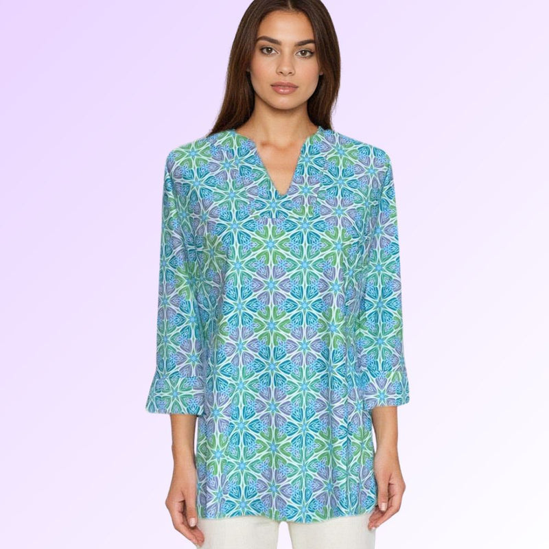 Boca Tunic Top in Flower Burst Blue