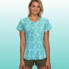 Rehoboth V-Neck Tee in Peace Love Pickleball Aqua Tides