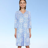 Brisbane V-Neck Dress in Marrakesh Express Blue and White
