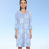 Brisbane V-Neck Dress in Marrakesh Express Blue and White