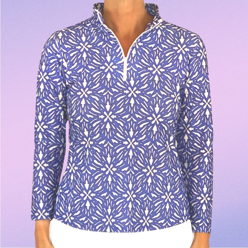 Anna Maria Pullover in Geo Tile Periwinkle and White