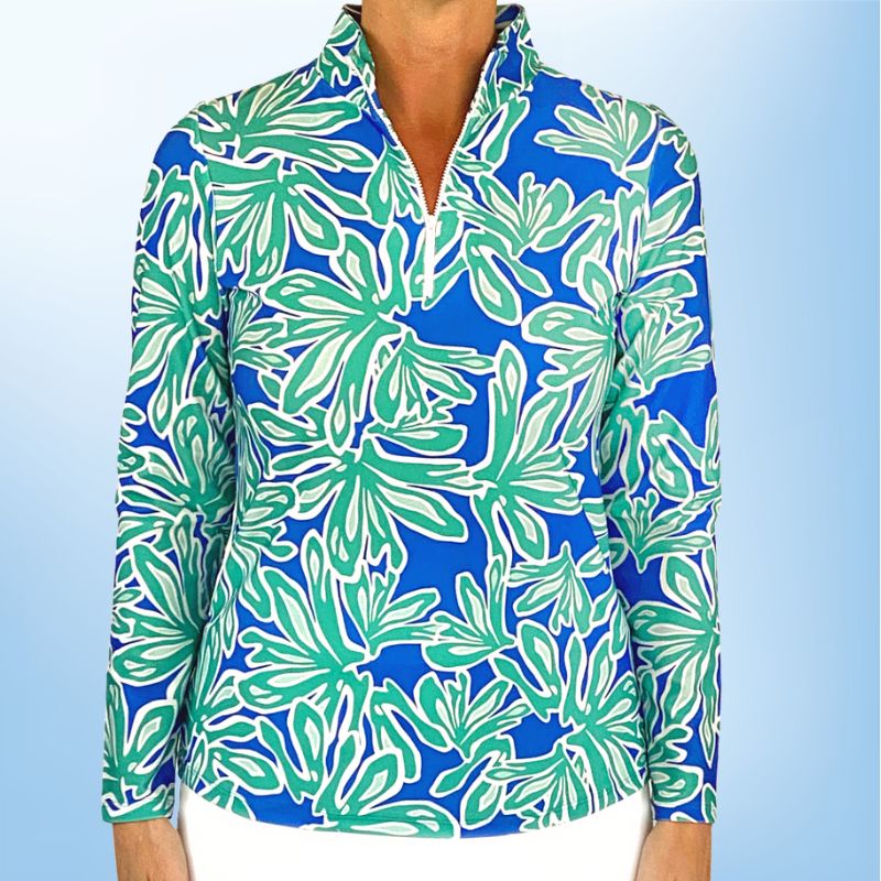 Anna Maria Pullover in Beach Palm Royal Aqua Tides