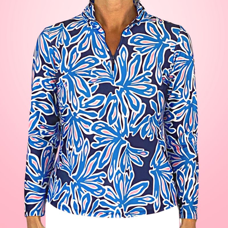 Anna Maria Pullover in Beach Palm Navy and Pink