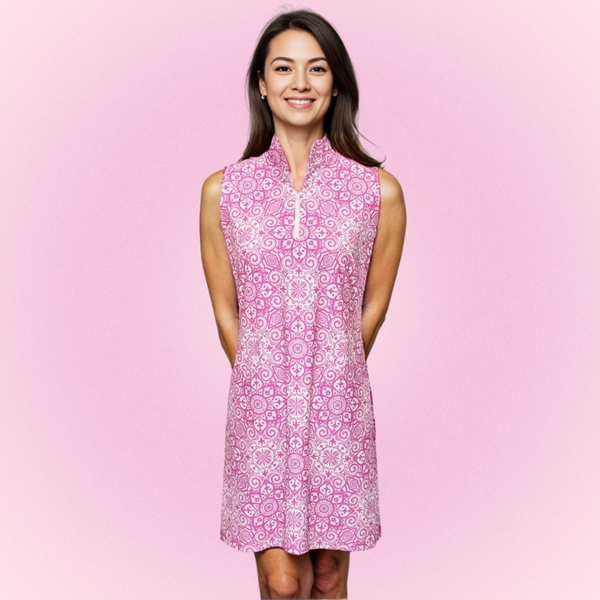 Caswell Sleeveless Polo Dress in Marrakech Express Pink