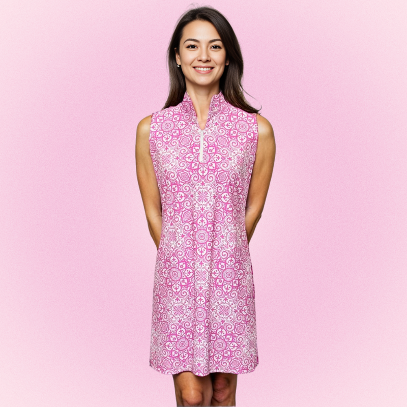Caswell Sleeveless Polo Dress in Marrakech Express Pink