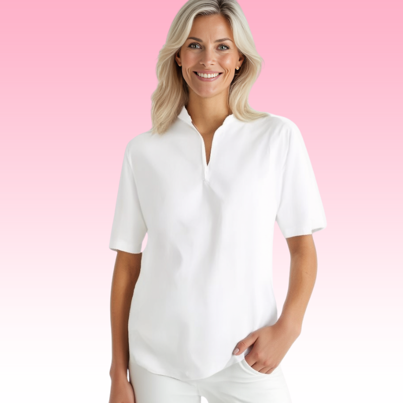 Bayside Short Sleeve Polo Top in White