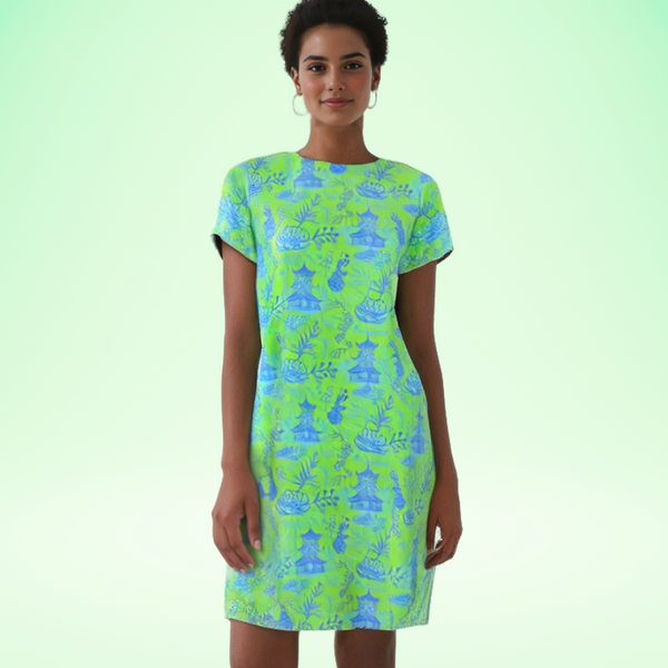 Hyannis Tee Shirt Dress in On The Road To Mandalay Green