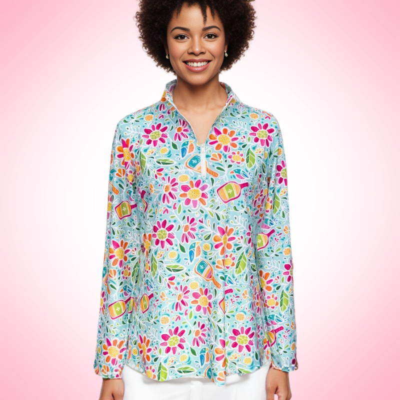 Anna Maria Pullover in Pickle Me Pink Aqua