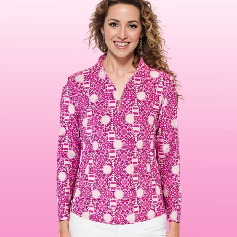 Anna Maria Pullover in Peace Love Pickleball Fuchsia
