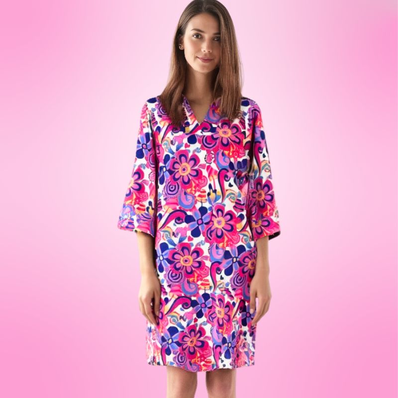 Vero Beach Tunic Dress in Day Tripper Pink and Creamsicle
