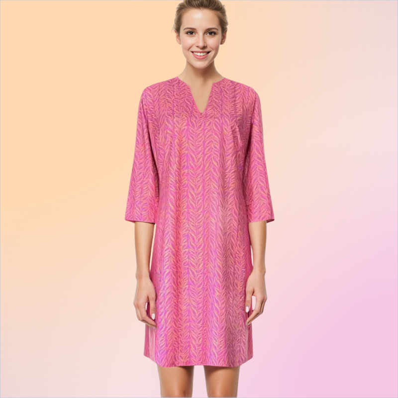 Vero Beach Tunic Dress in One For The Vine Pink and Creamsicle