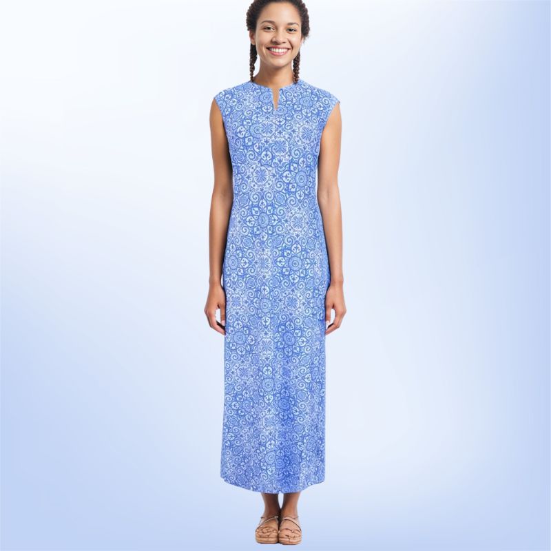 Worth Avenue Maxi Tunic Dress in Marrakesh Express Blue