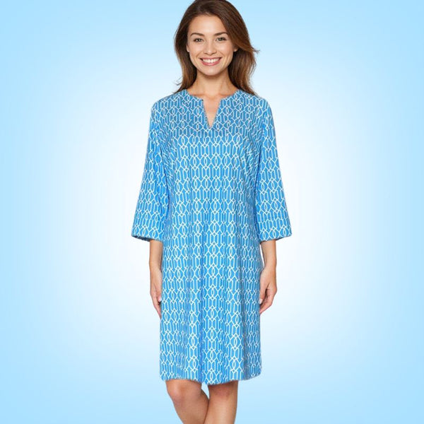Vero Beach Tunic Dress in Cupid's Arrow Blue and White