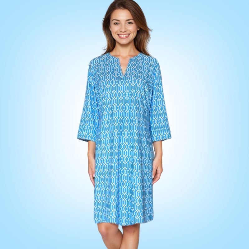 Vero Beach Tunic Dress in Cupid's Arrow Blue and White