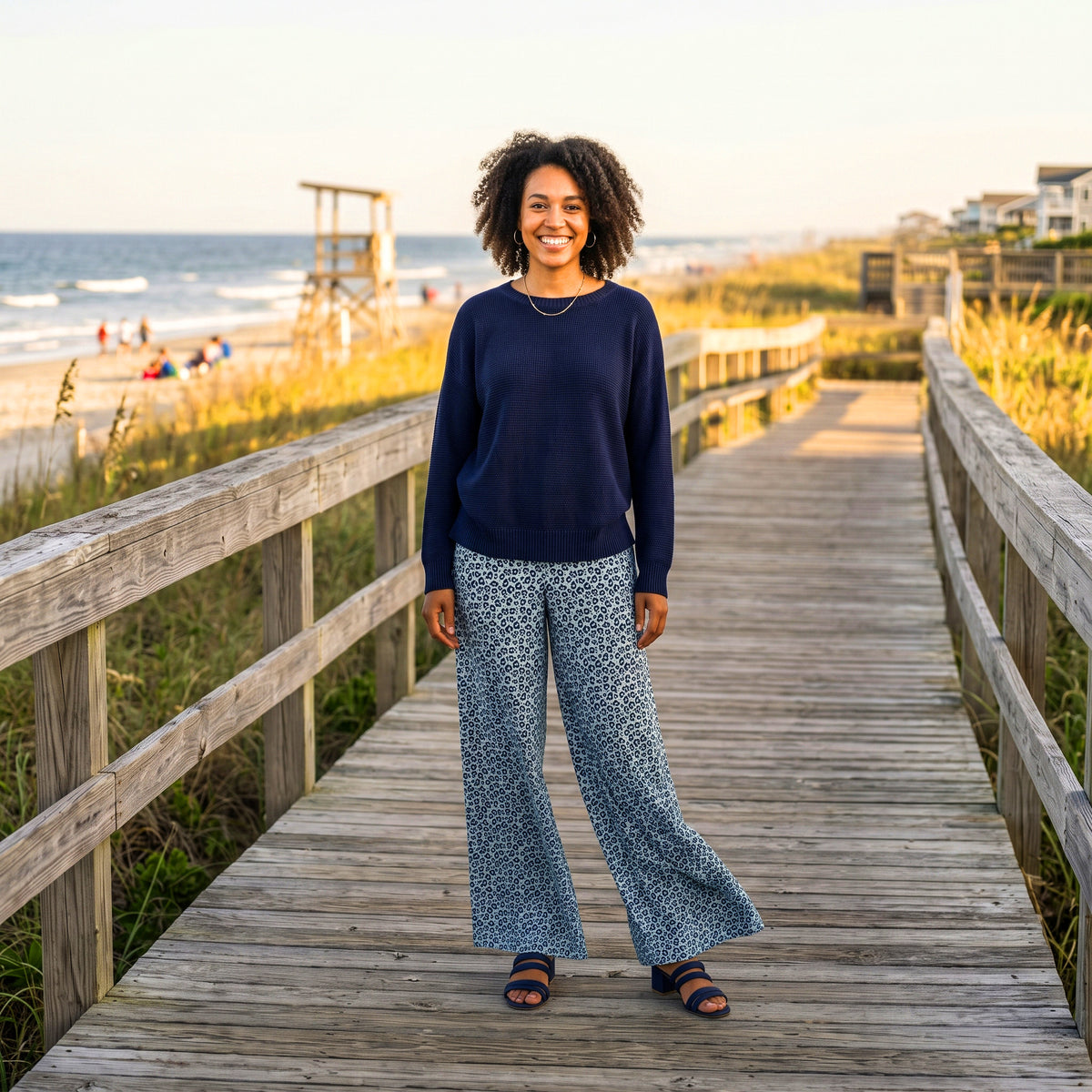 Park Avenue Palazzo Pants in Cheetah Please Blue