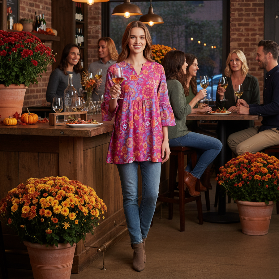 New Canaan Tunic Top in Wild Wild Wildflowers