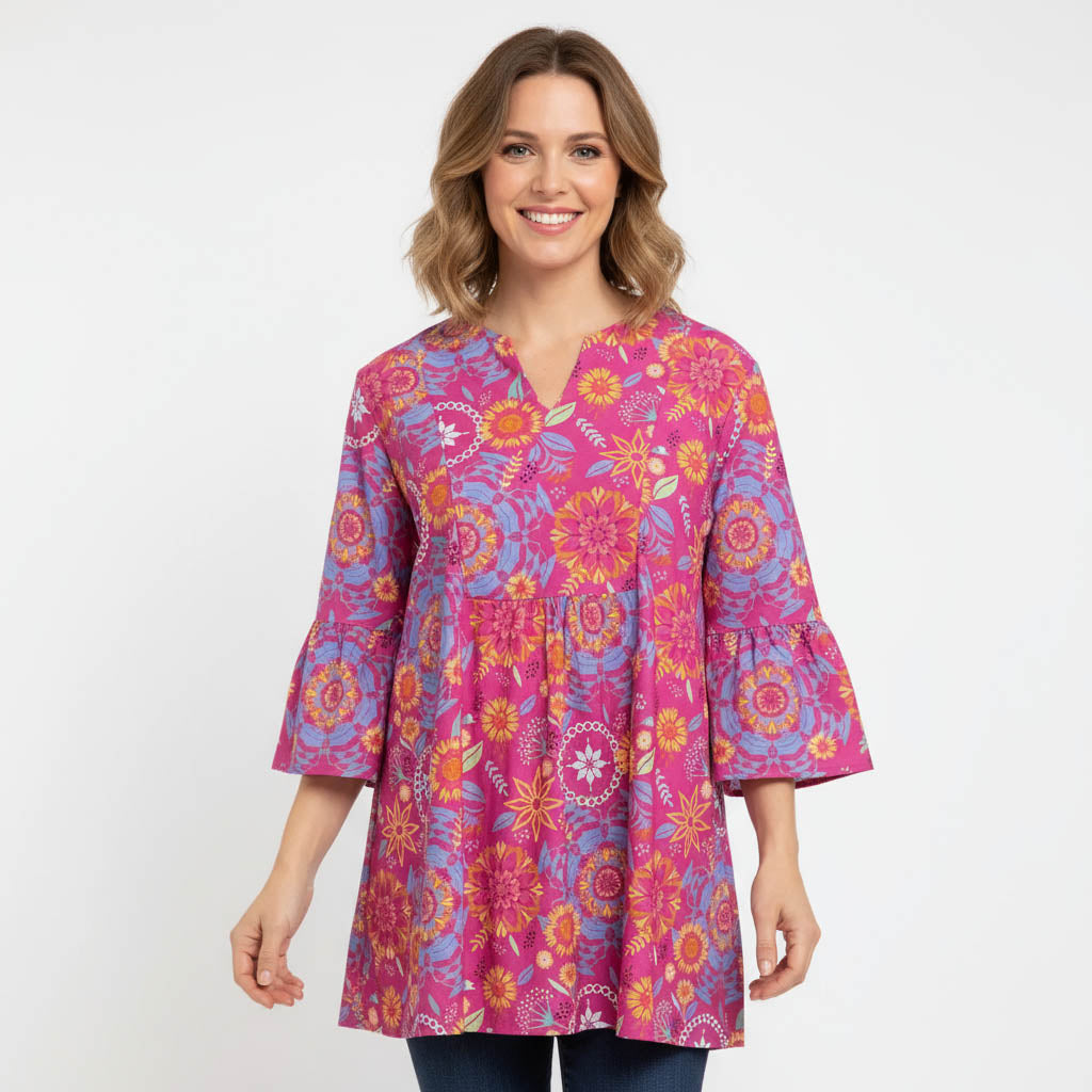 New Canaan Tunic Top in Wild Wild Wildflowers
