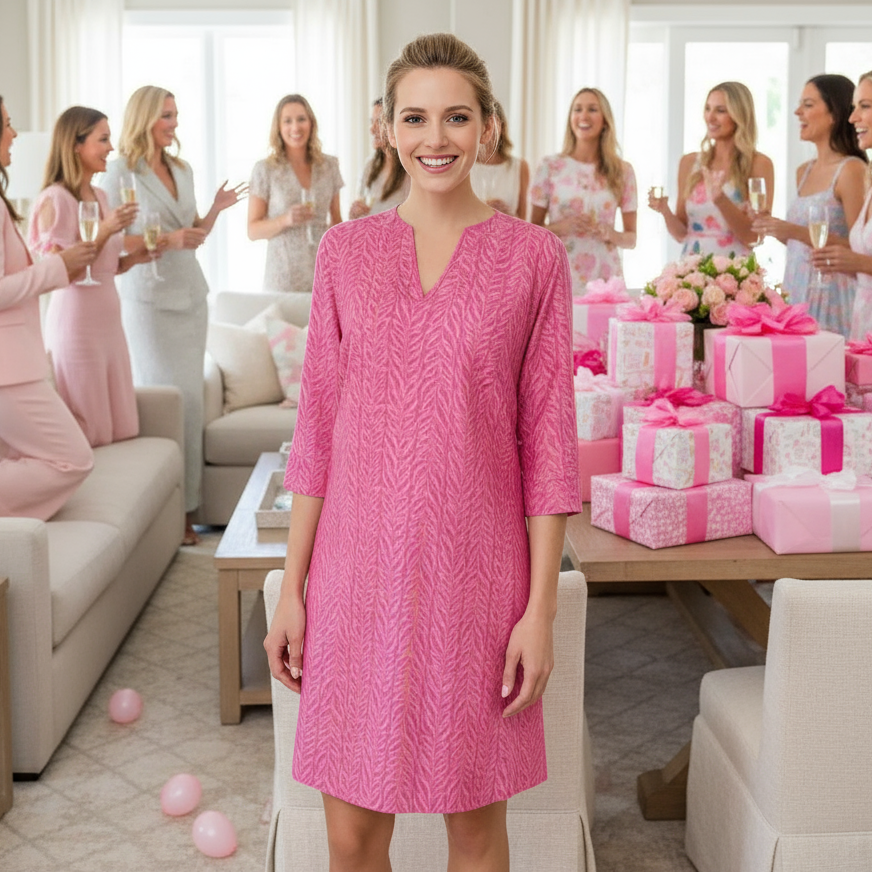 Vero Beach Tunic Dress in One For The Vine Pink and Creamsicle