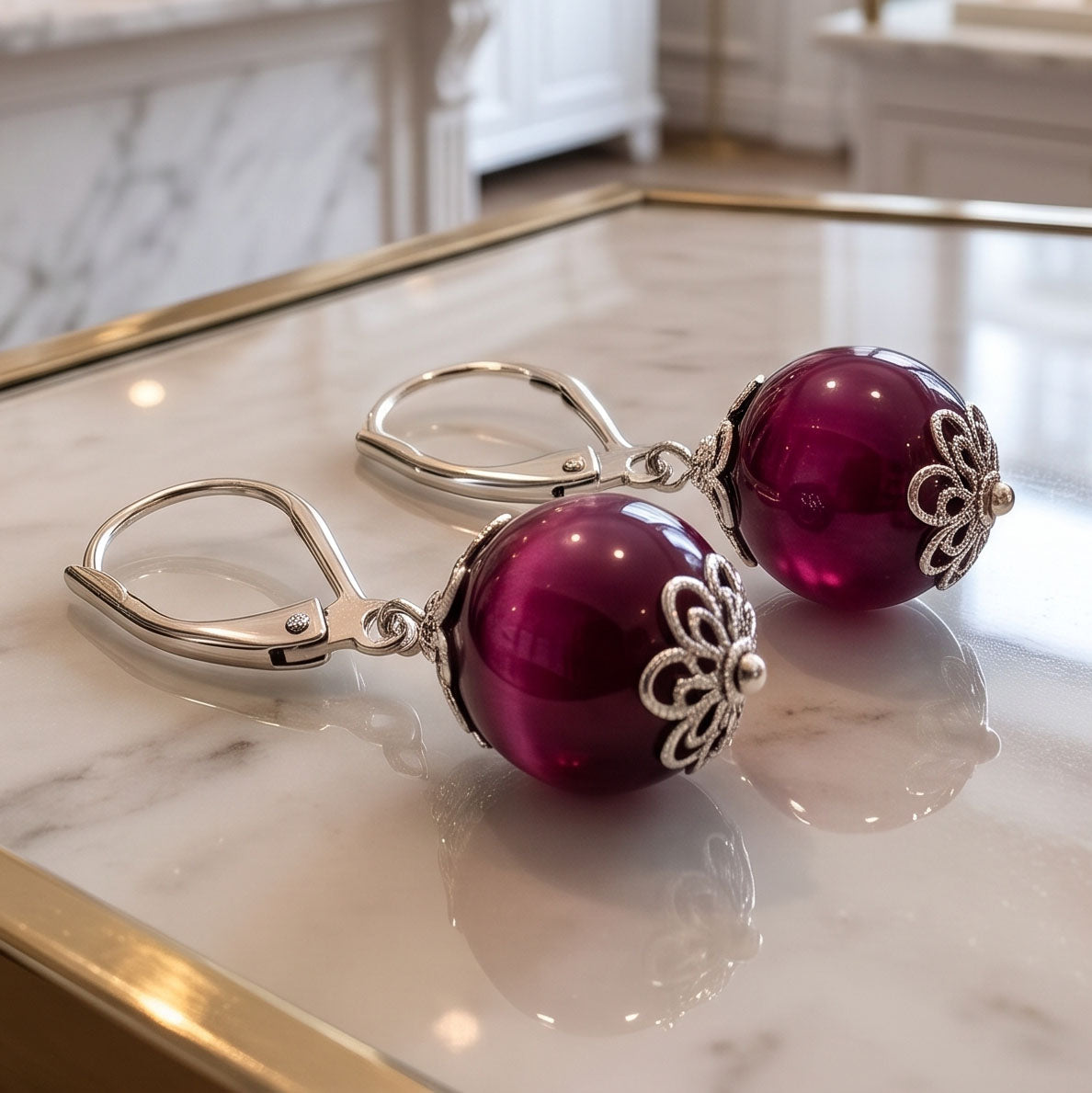 Pink Tiger's Eye Leverback Earrings