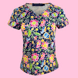 Rehoboth V-Neck Tee in Pickle Me Pink Navy (Sample)