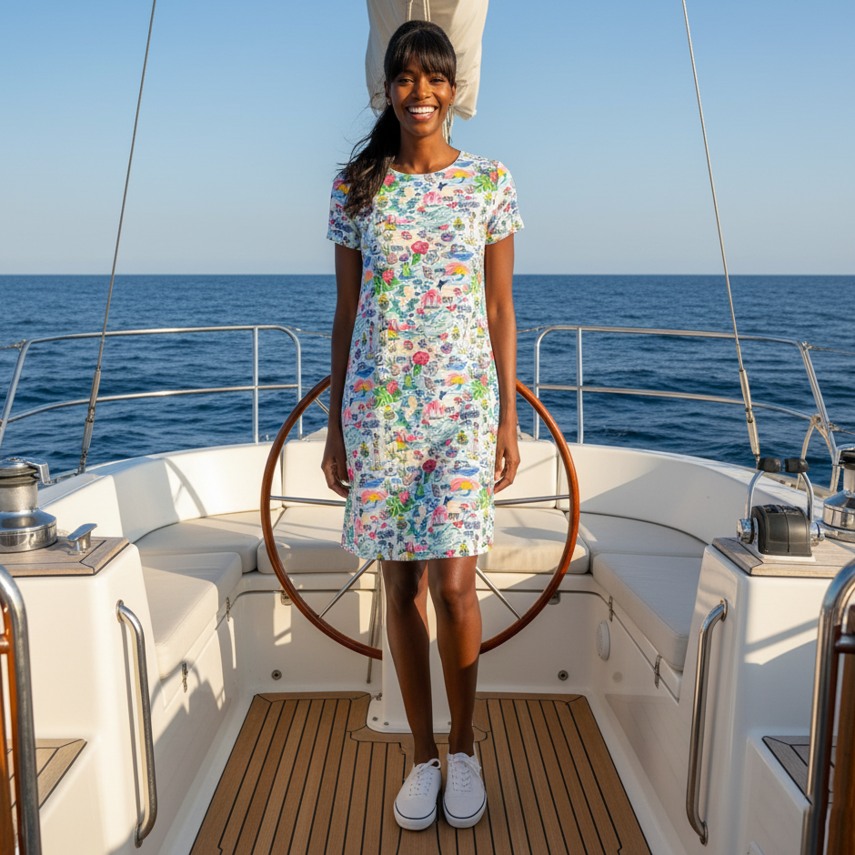 Hyannis Tee Shirt Dress in Watersporting