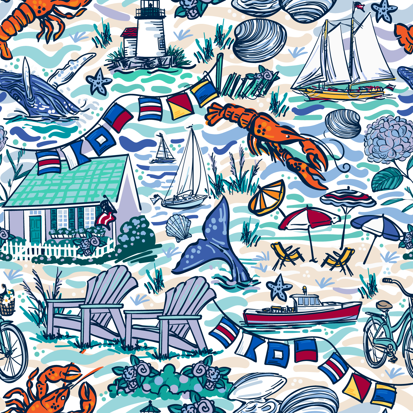 Hyannis S/S Tee Shirt Dress in Cape Codder (Sample)