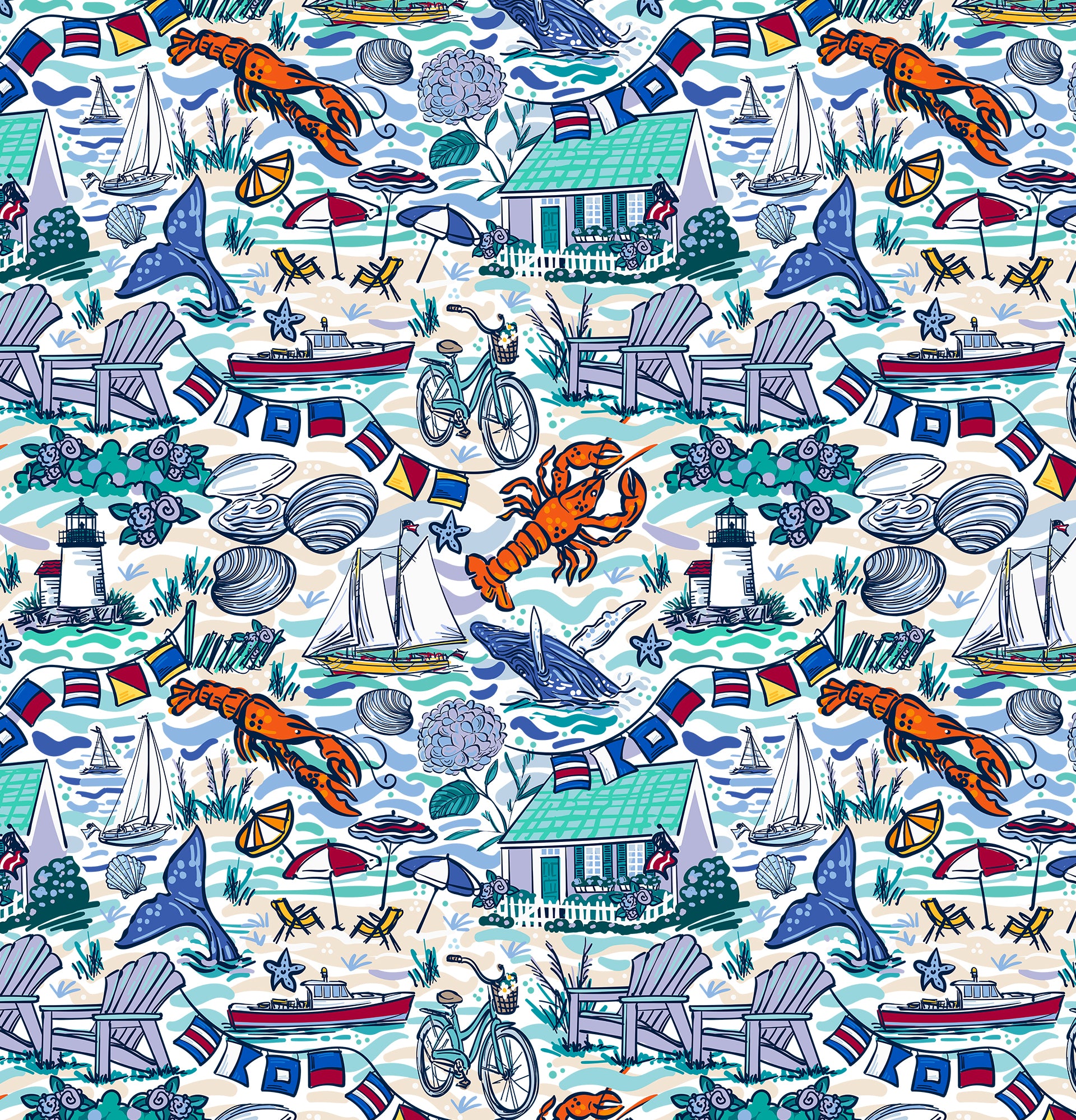 Cape Code Theme Shower Curtain