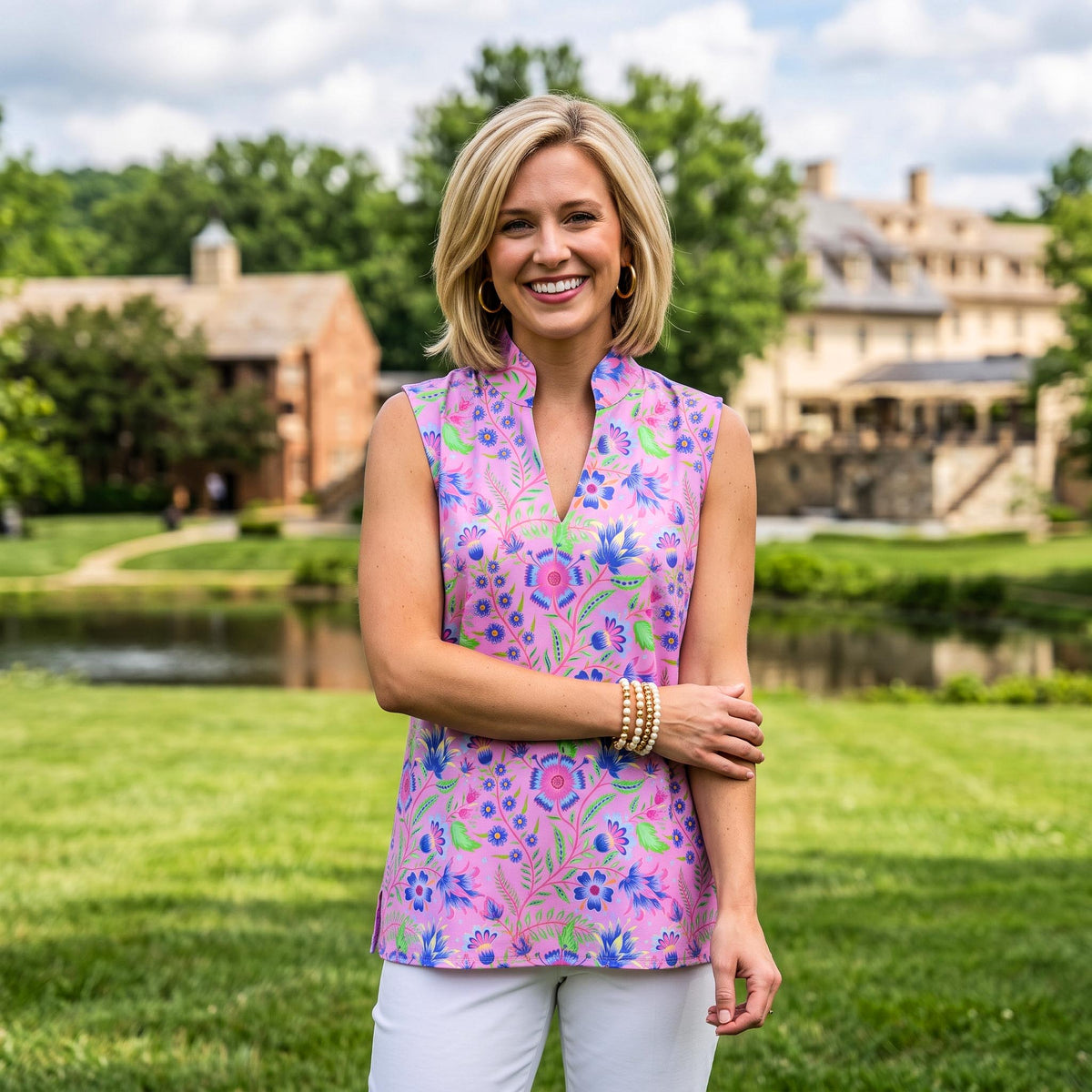 Santa Ana Tunic Top in Jozy's Posies Orchid