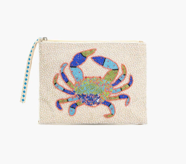 Crabby Waves Beaded Wristlet