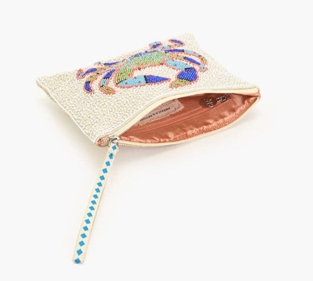 Crabby Waves Beaded Wristlet