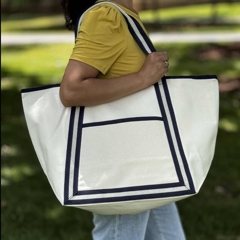 Heavy Duty Seaside Canvas Boat Tote Bag