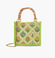 Mod Garden Geo Floral Beaded Mini Tote
