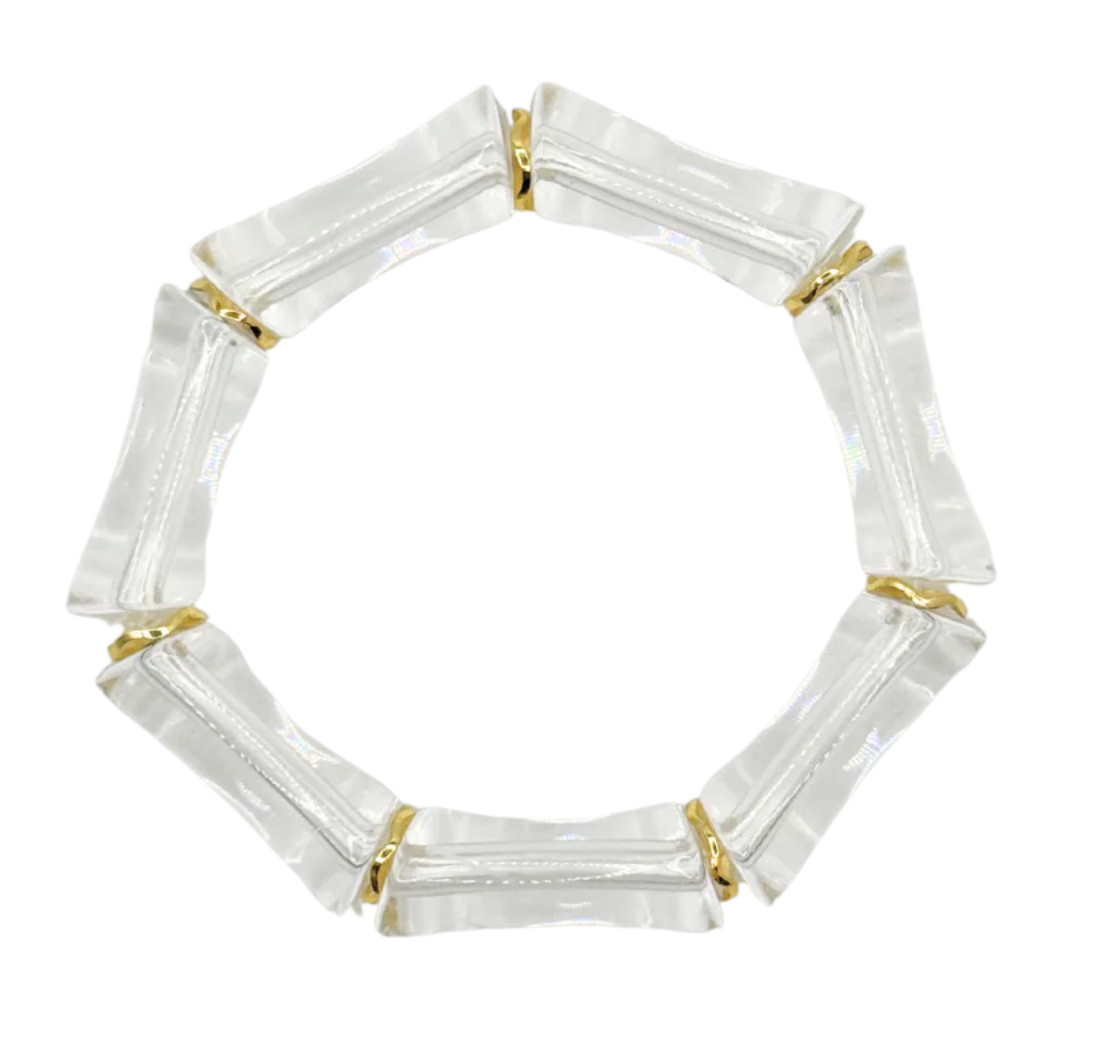 Clear Acrylic Bamboo Bracelet with Gold Accents