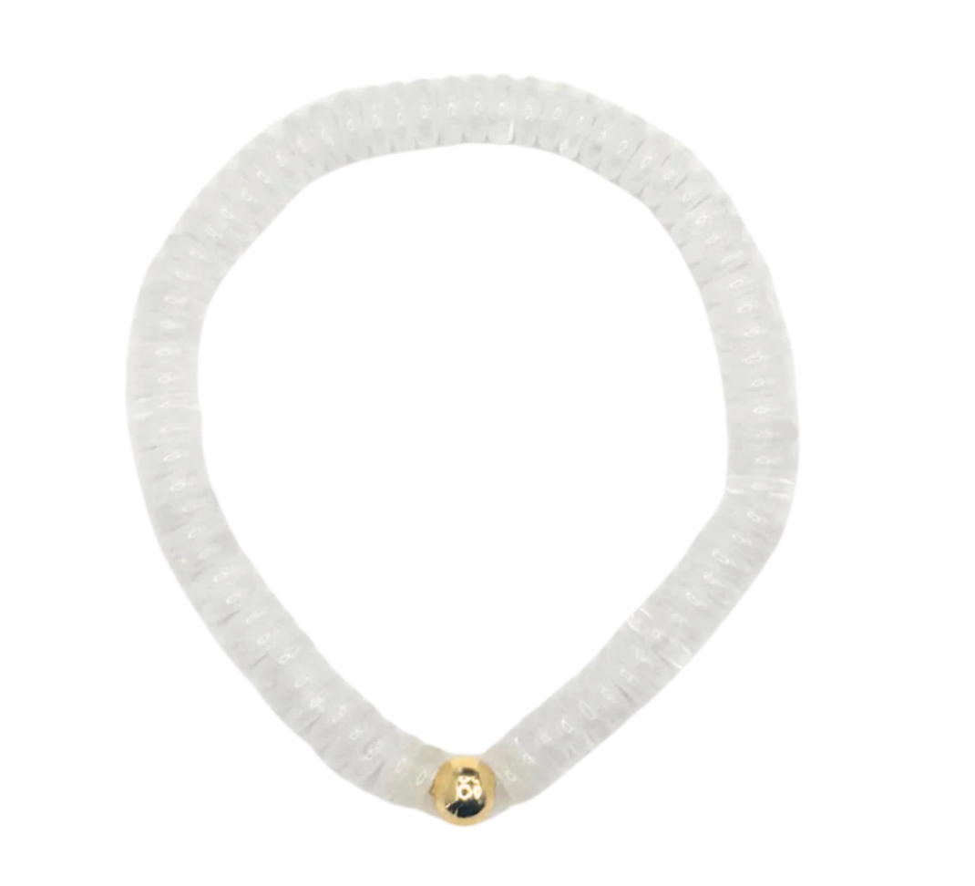 Small Cloudy White Disc Gemstone Bracelet