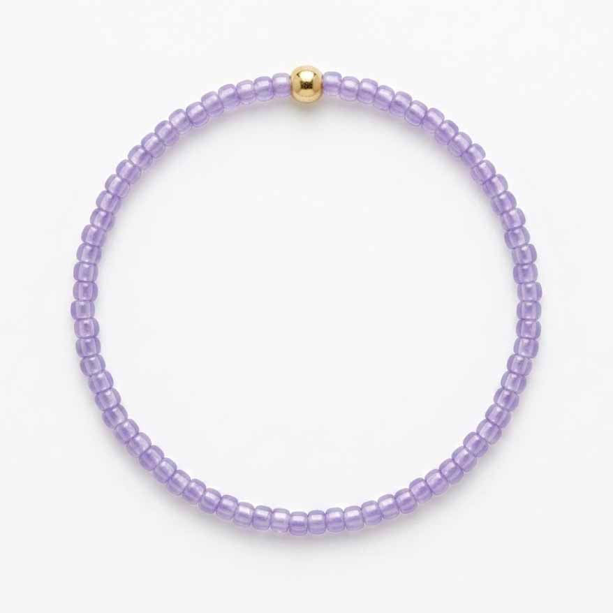 Sweet Pea Seed Bead and Gold Stretch Bracelet in Ceylon Gladiola