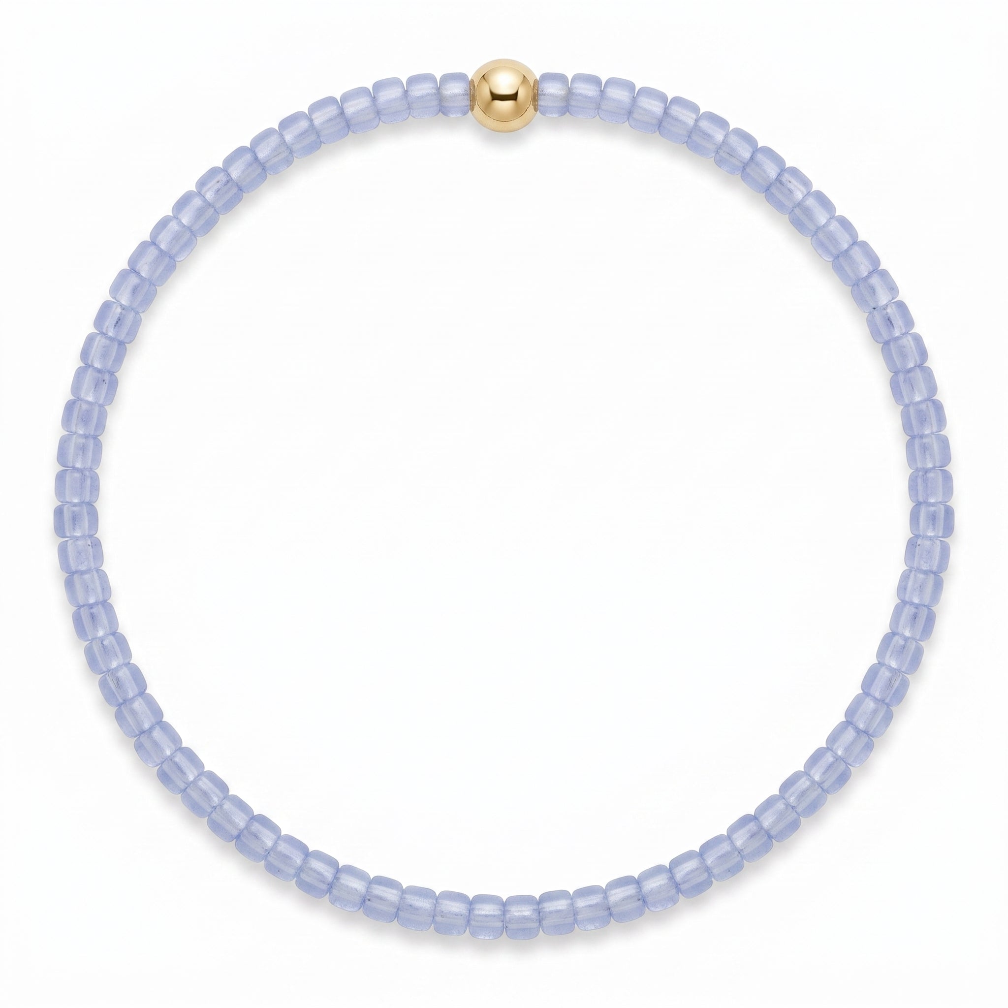 Sweet Pea Seed Bead and Gold Stretch Bracelet in Translucent Sapphire