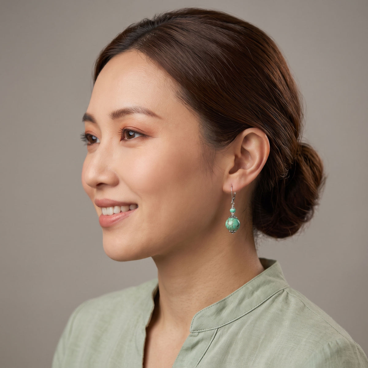 Turquoise Shell Leverback Earrings