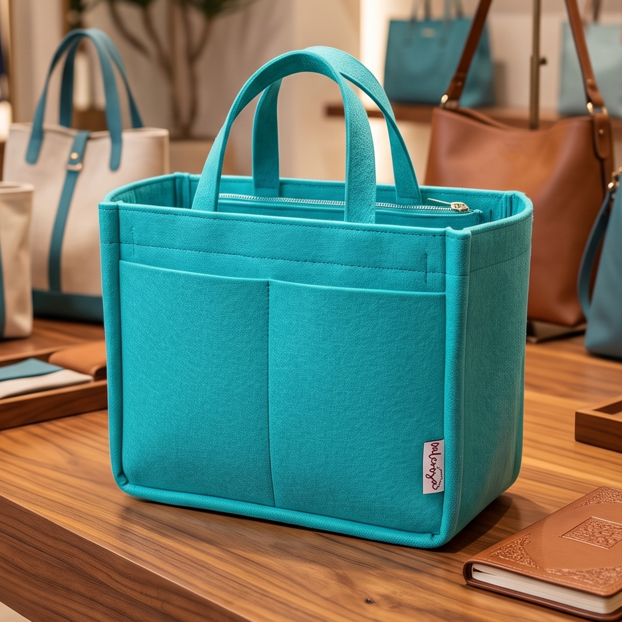 Teal Felt Bag Organizer