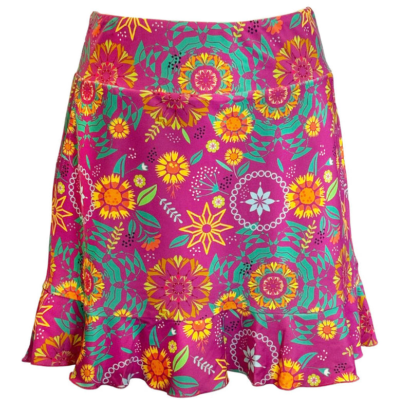 Venice Ruffle Hem Skort in Wild Wild Wildflowers Fuchsia SAMPLE